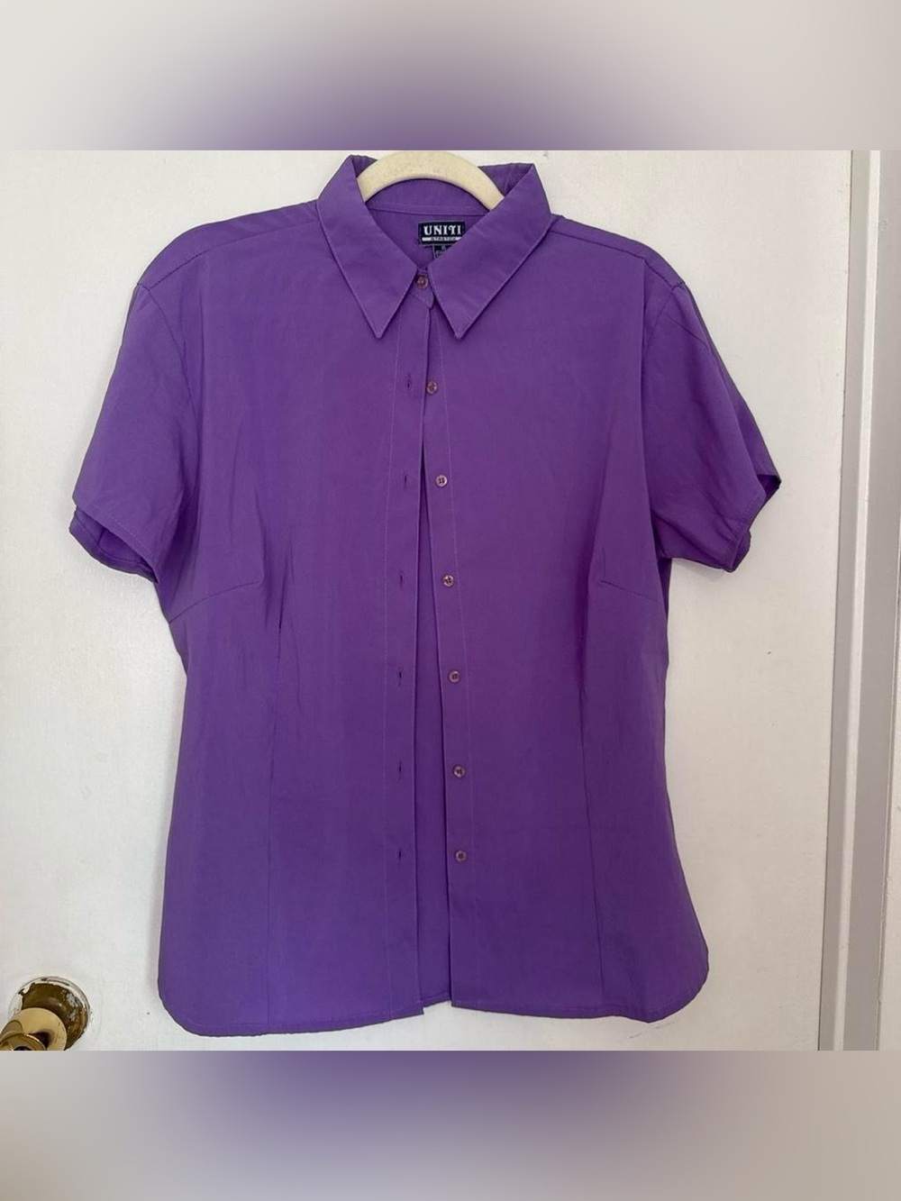 Purple Short-Sleeve Button-Up Shirt